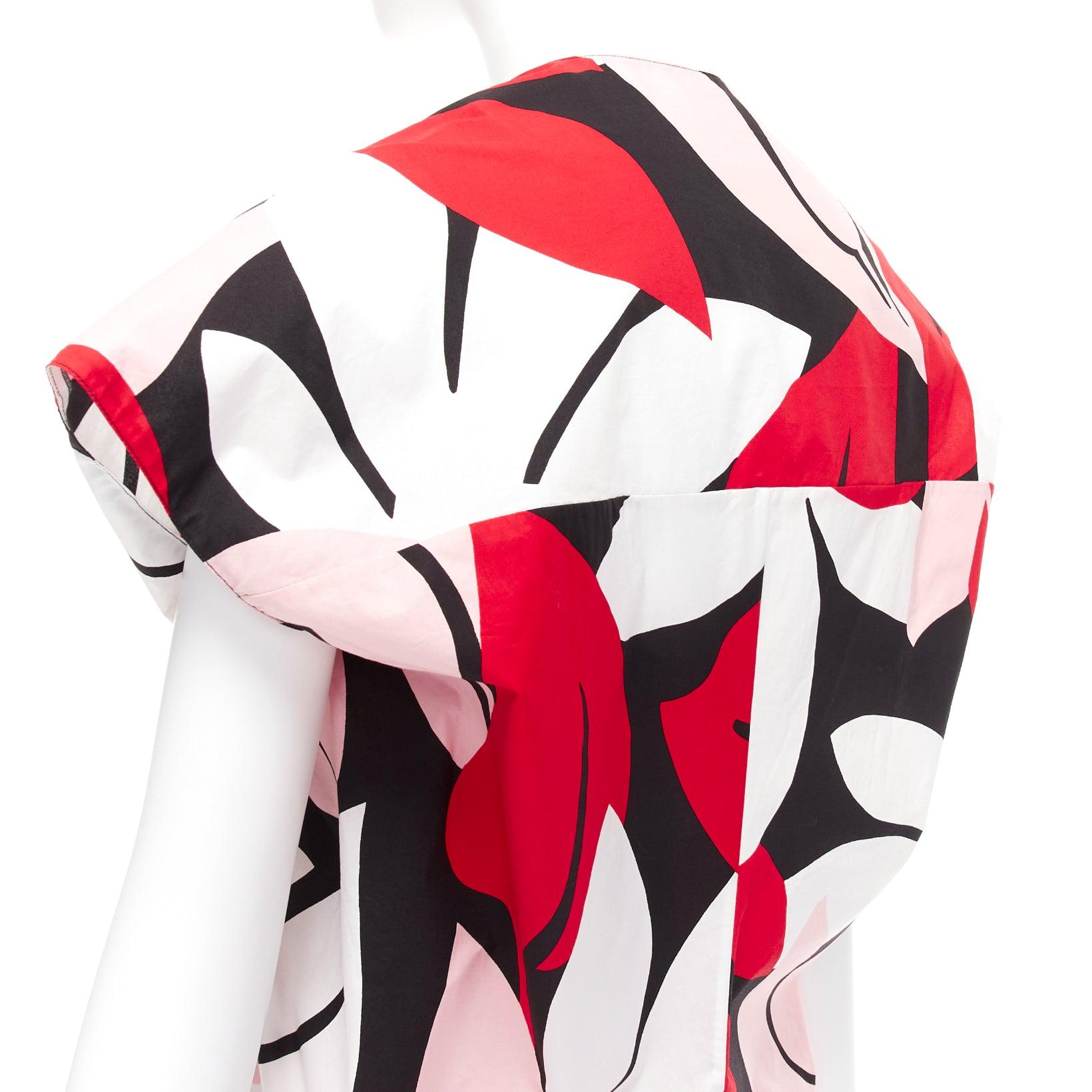 MARNI red black white 100% cotton geometric print cap sleeve boxy top IT38 XS For Sale 3