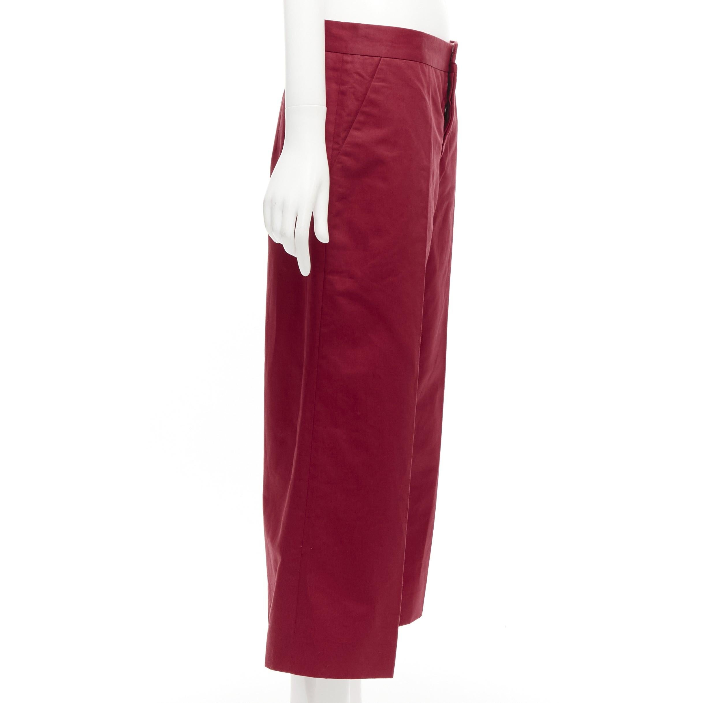 Red MARNI red cotton linen minimal classic wide cropped pants IT40 S For Sale