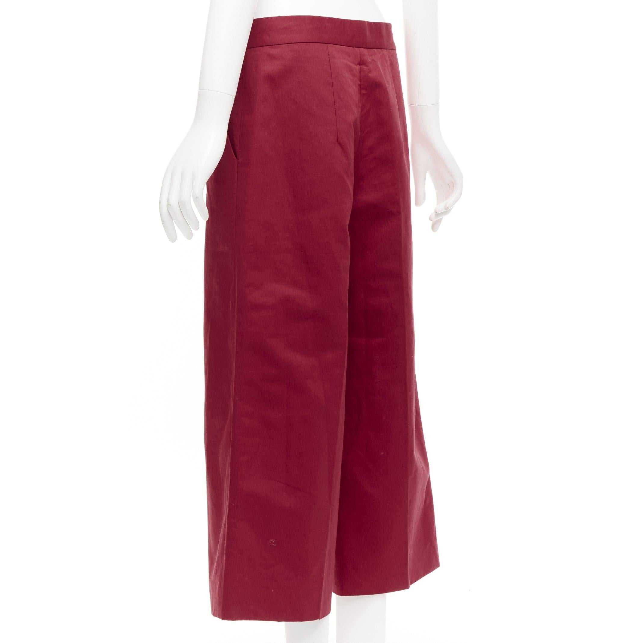 Women's MARNI red cotton linen minimal classic wide cropped pants IT40 S For Sale