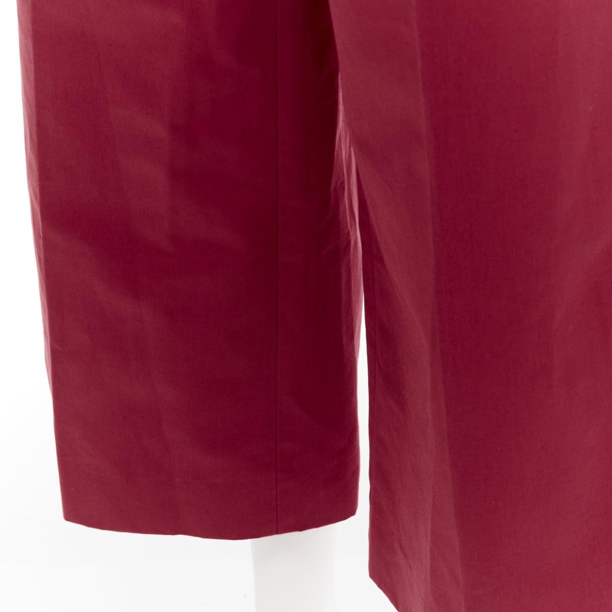 MARNI red cotton linen minimal classic wide cropped pants IT40 S For Sale 1