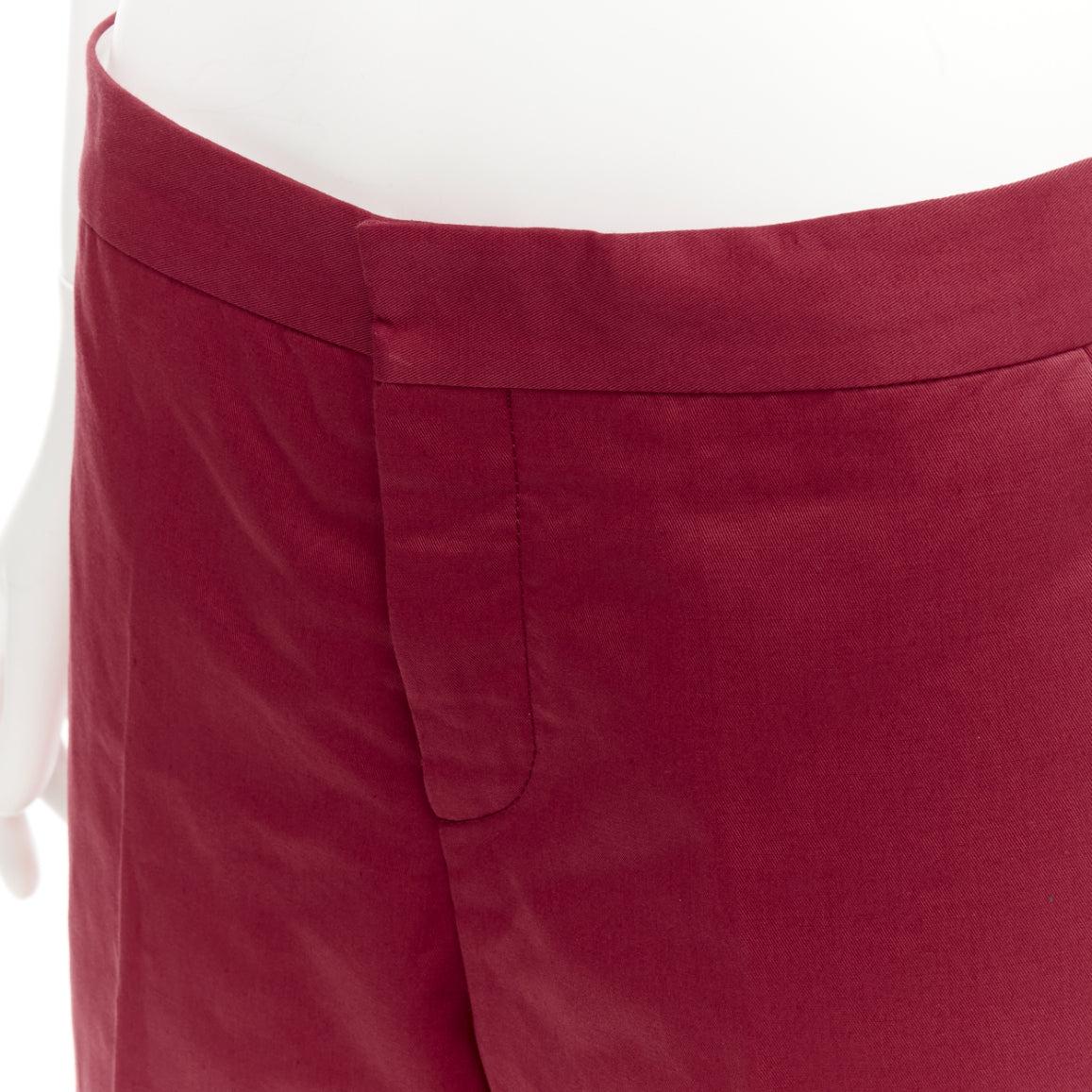 MARNI - Pantalon court classique en coton rouge, lin minimal IT40 S en vente 2