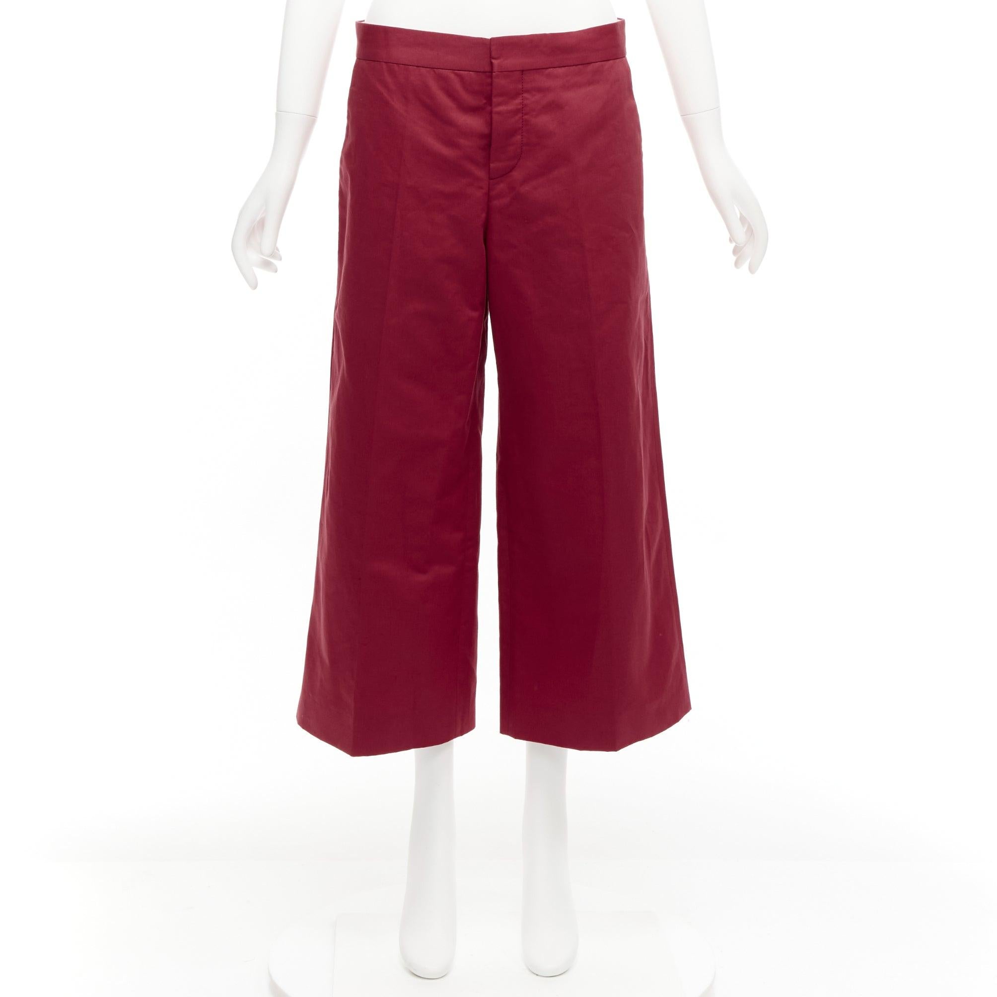 MARNI red cotton linen minimal classic wide cropped pants IT40 S For Sale 3