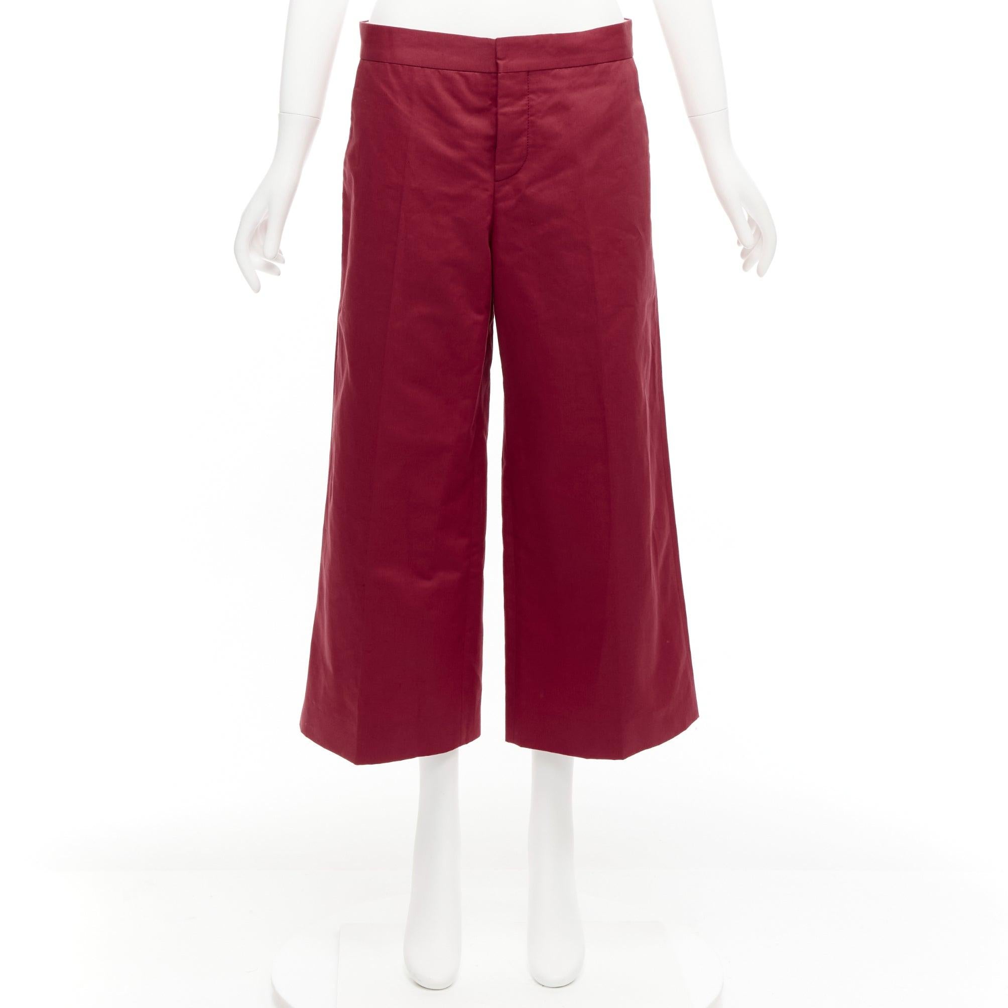 MARNI - Pantalon court classique en coton rouge, lin minimal IT40 S en vente 4