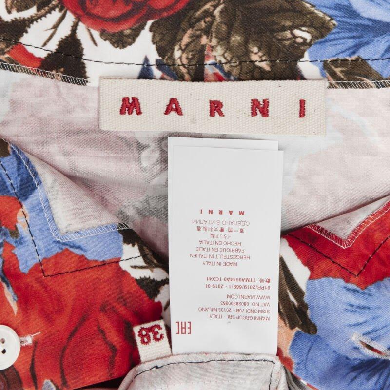 MARNI rojo floral algodón shell botón sin mangas chaleco burbuja IT38 XS en venta 6