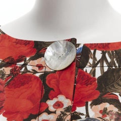 MARNI red floral cotton shell button sleeveless boxy bubble vest top IT38 XS