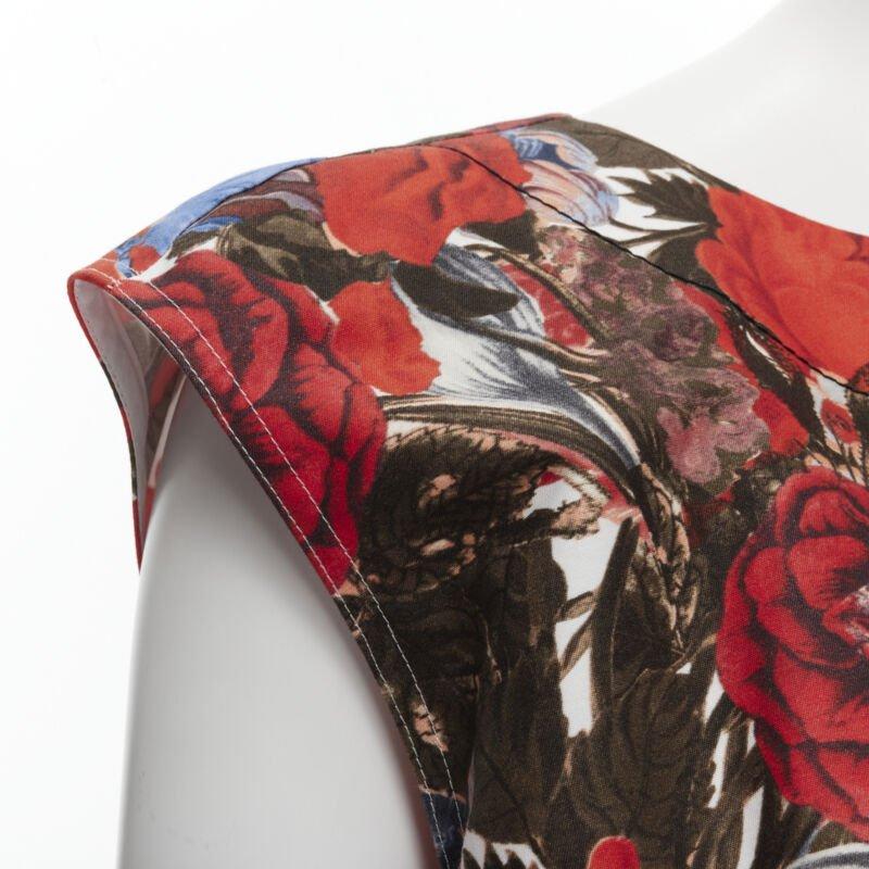 MARNI rojo floral algodón shell botón sin mangas chaleco burbuja IT38 XS en venta 2