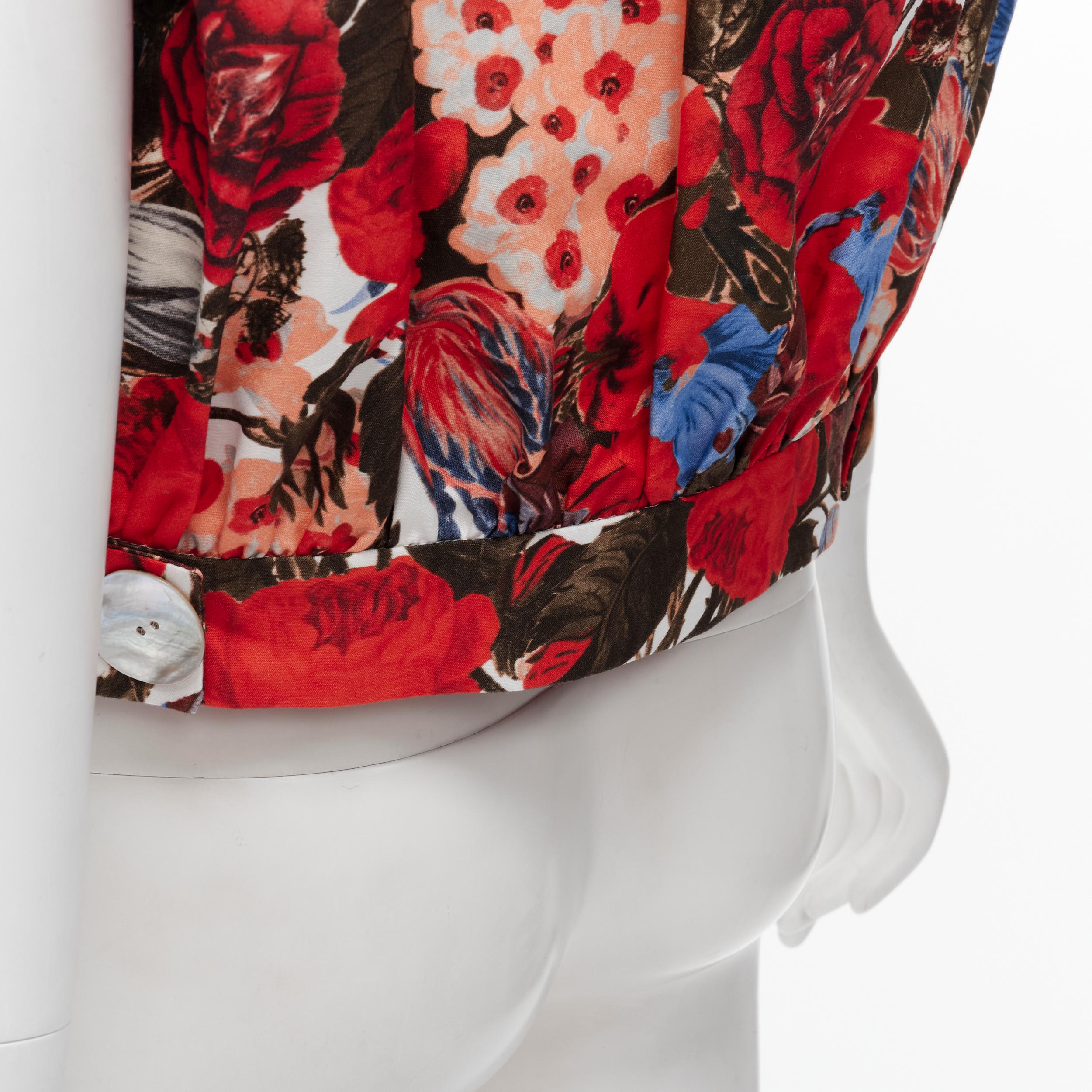 MARNI red floral cotton shell button sleeveless boxy bubble vest top IT38 XS For Sale 2