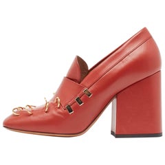 Marni Red Leather Loafer Pumps Size 38