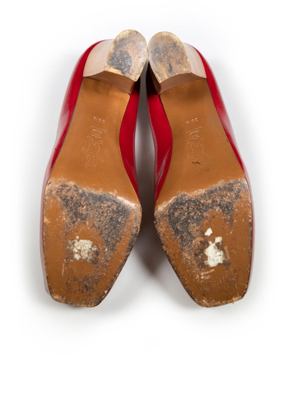 Women's Marni Red Patent Square Toe Platform Pumps Size IT 39.5 For Sale