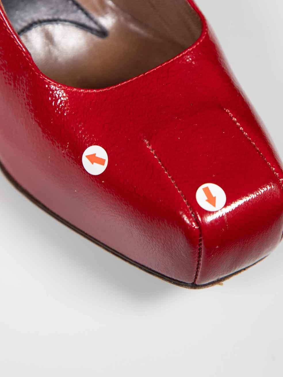 Marni Red Patent Square Toe Platform Pumps Size IT 39.5 For Sale 1
