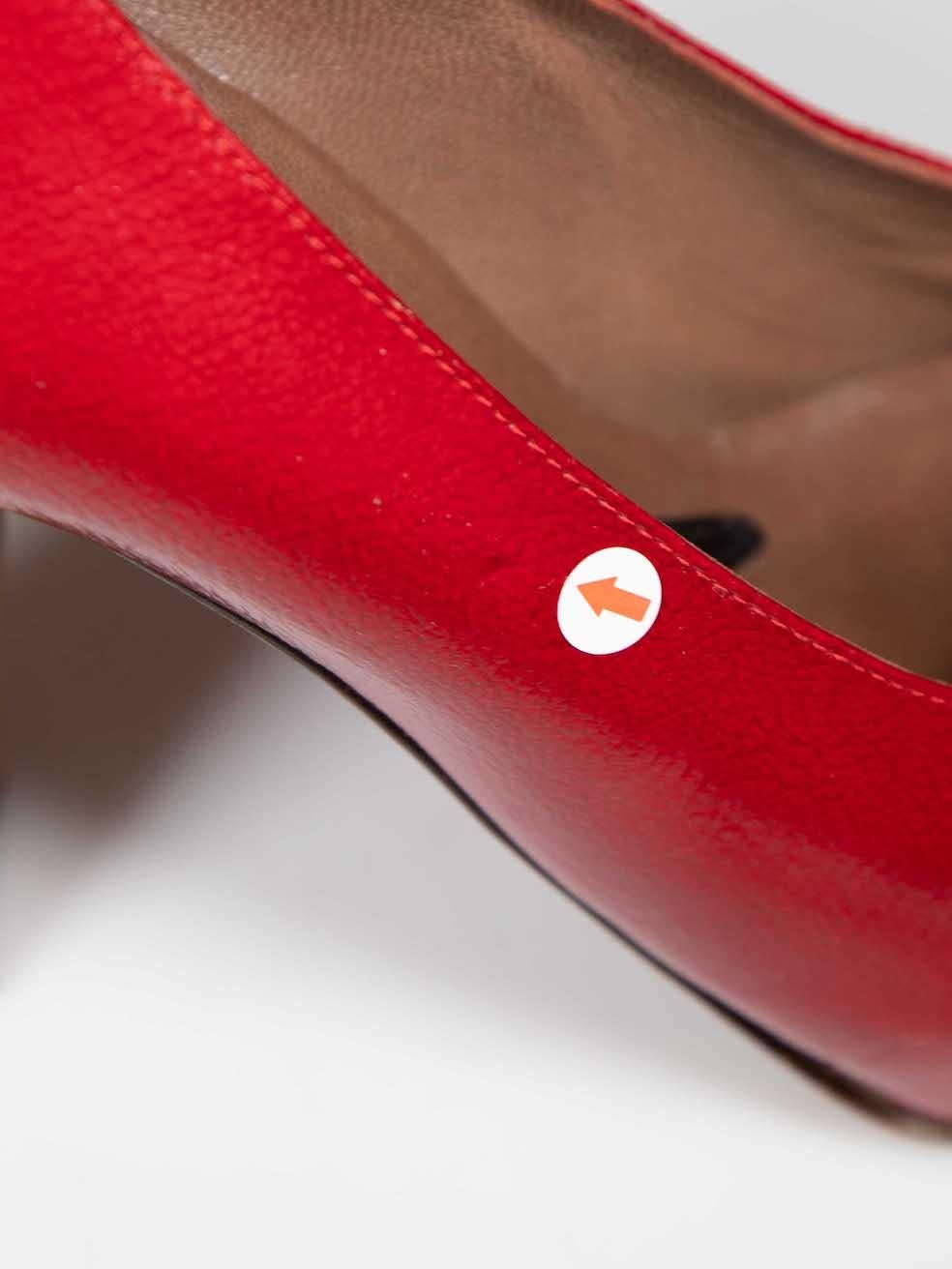 Marni Red Patent Square Toe Platform Pumps Size IT 39.5 For Sale 3