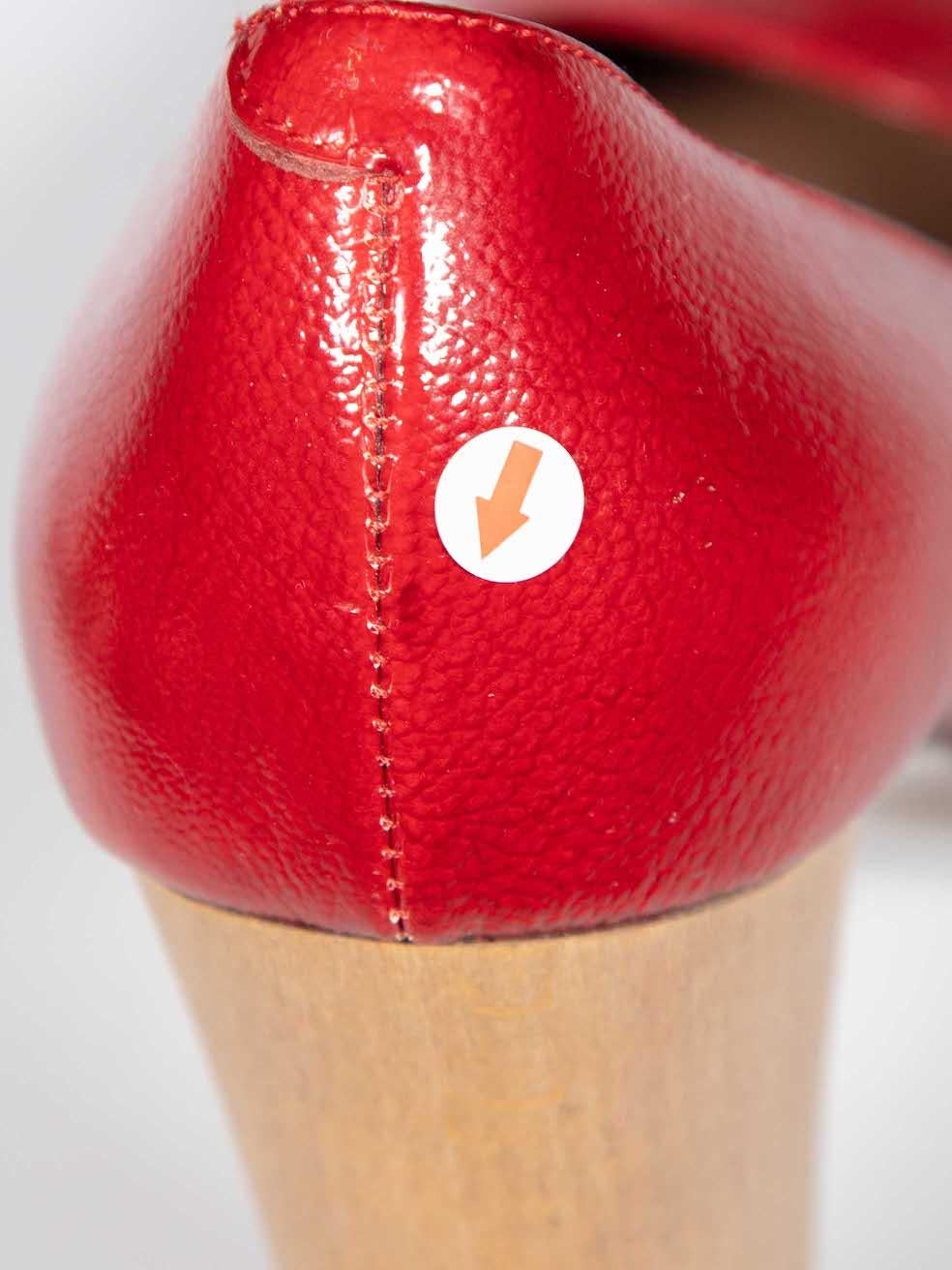 Marni escarpins à bout carré rouge verni, taille IT 39,5 en vente 4