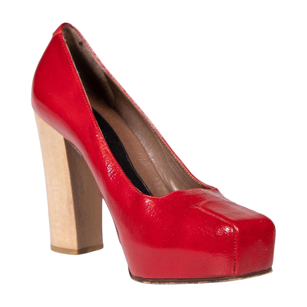 Marni escarpins à bout carré rouge verni, taille IT 39,5 en vente