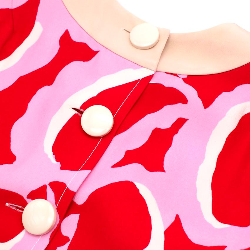 Women's Marni Red & Pink Pattern Long Sleeve Maxi Dress - Size US 6