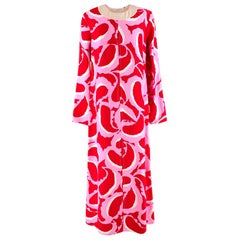 Marni Red & Pink Pattern Long Sleeve Maxi Dress - Size US 6