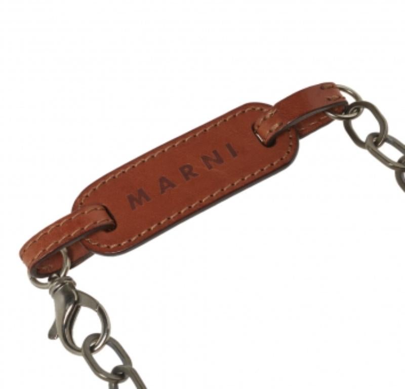 Women's Marni Red Resin and Wood Leather Tag Necklace For Sale