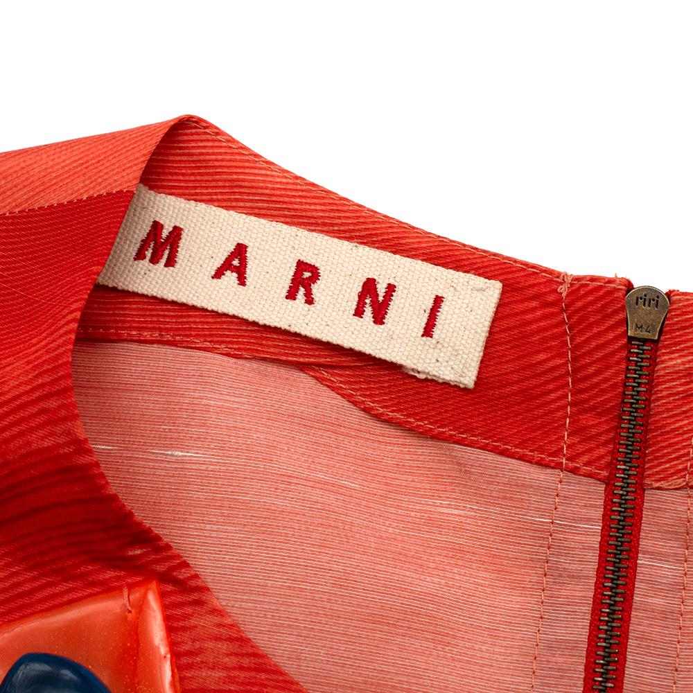 Marni Red Sheer Pebble Applique Shift Dress - Size Estimated M 2