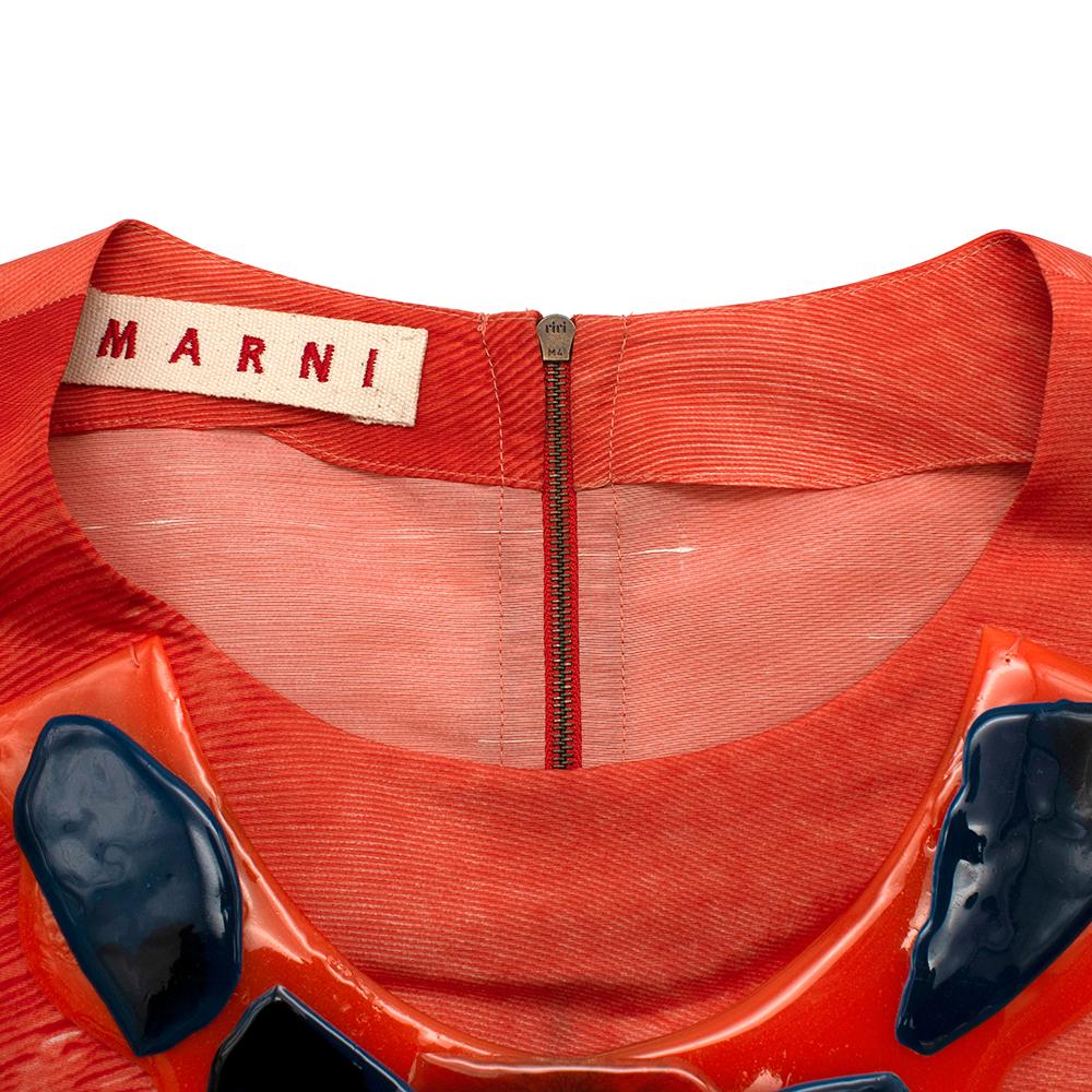 Marni Red Sheer Pebble Applique Shift Dress - Size Estimated M 3