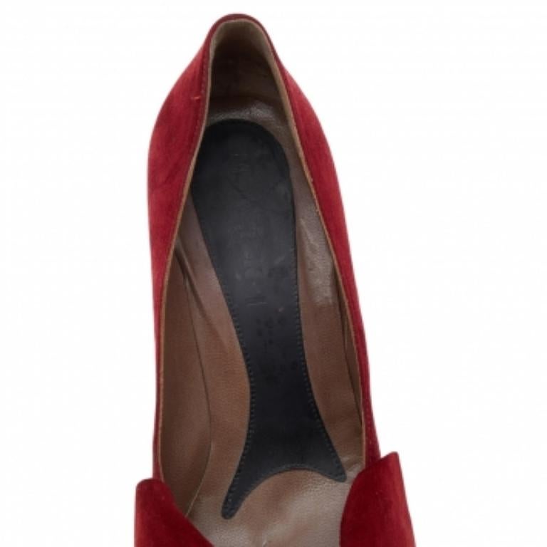Marni Red Suede Bow Platform Pumps Size 37 1