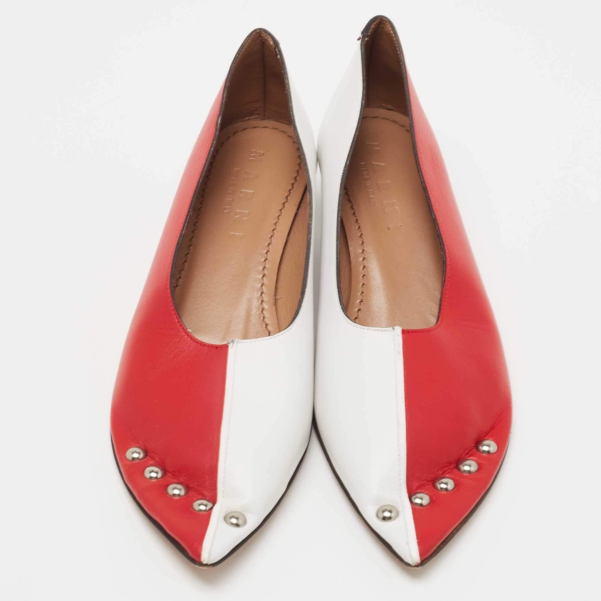 Rouge Marni escarpins à bout pointu en cuir rouge/blanc, taille 35,5 en vente