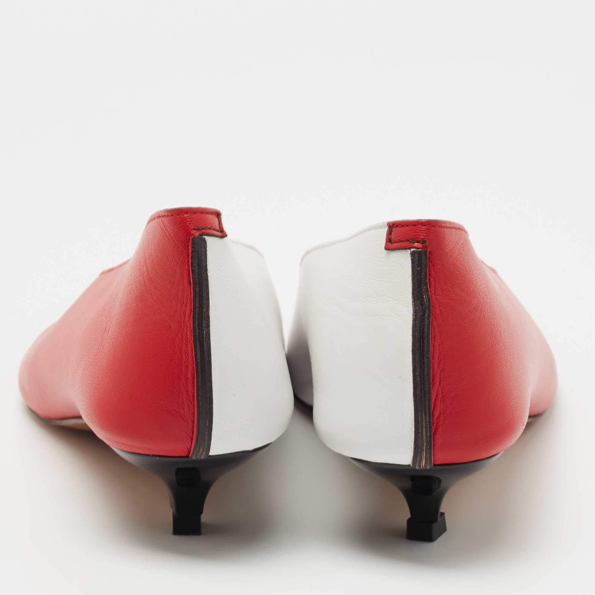 Marni escarpins à bout pointu en cuir rouge/blanc, taille 35,5 Pour femmes en vente