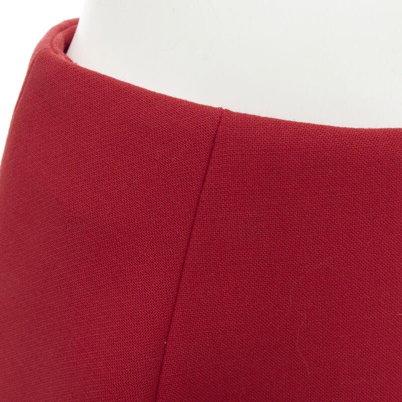 MARNI gonna midi in lana rossa con fodera in seta marrone e orlo curvo IT40 S in vendita 5