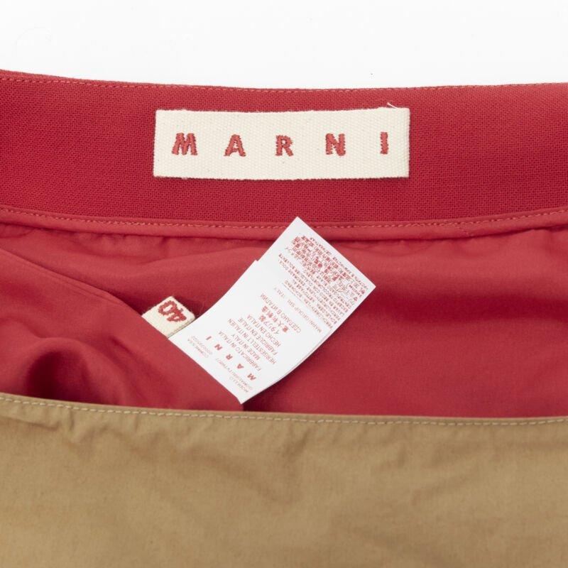 MARNI gonna midi in lana rossa con fodera in seta marrone e orlo curvo IT40 S in vendita 6