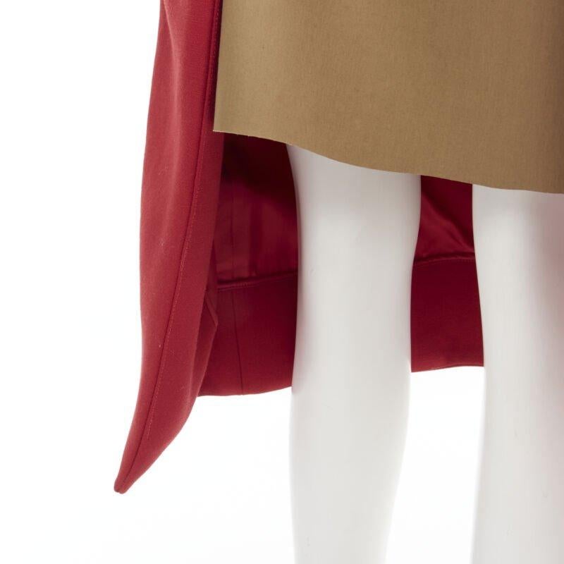MARNI gonna midi in lana rossa con fodera in seta marrone e orlo curvo IT40 S in vendita 2