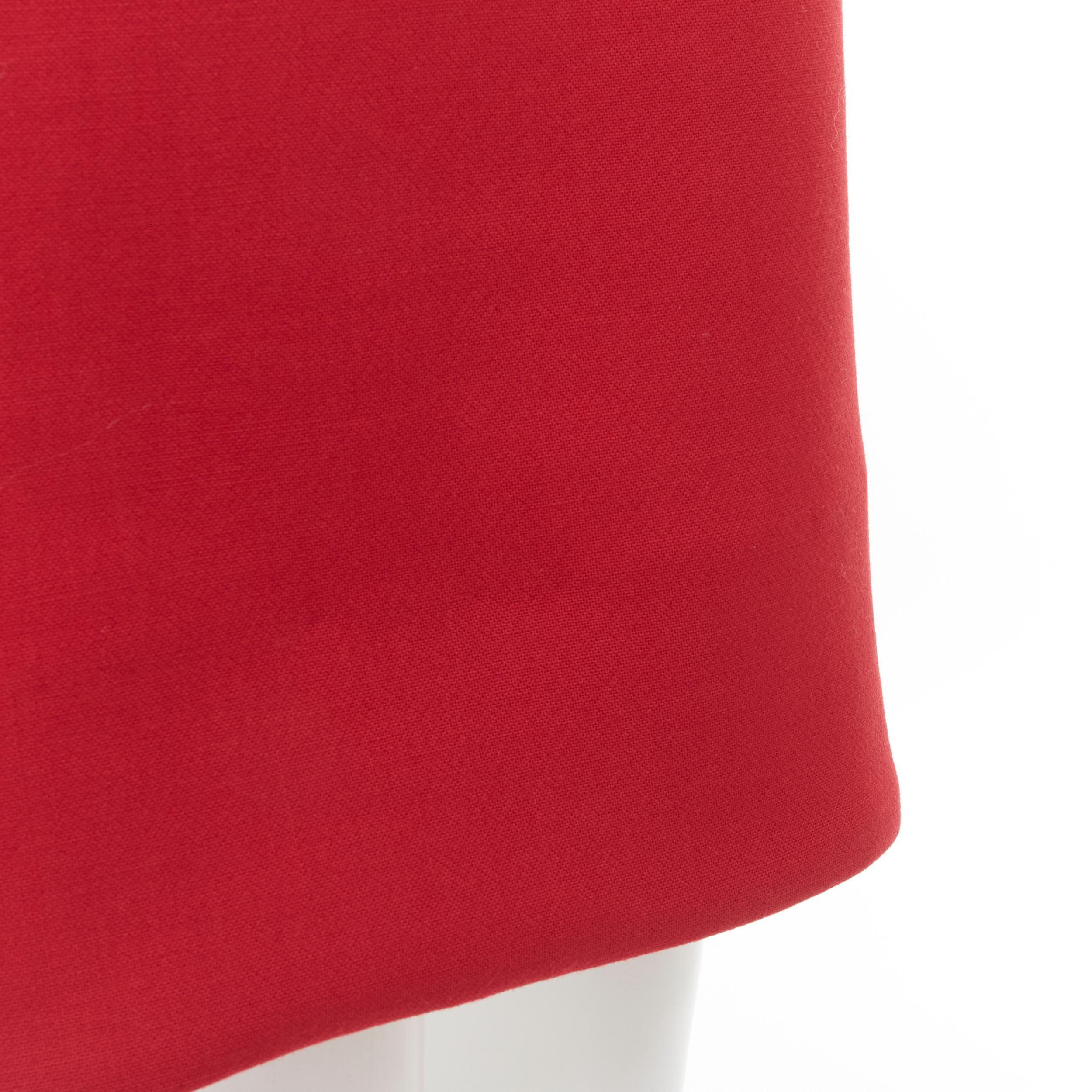 Women's MARNI red wool brown silk lining curved hem midi skirt IT40 S For Sale