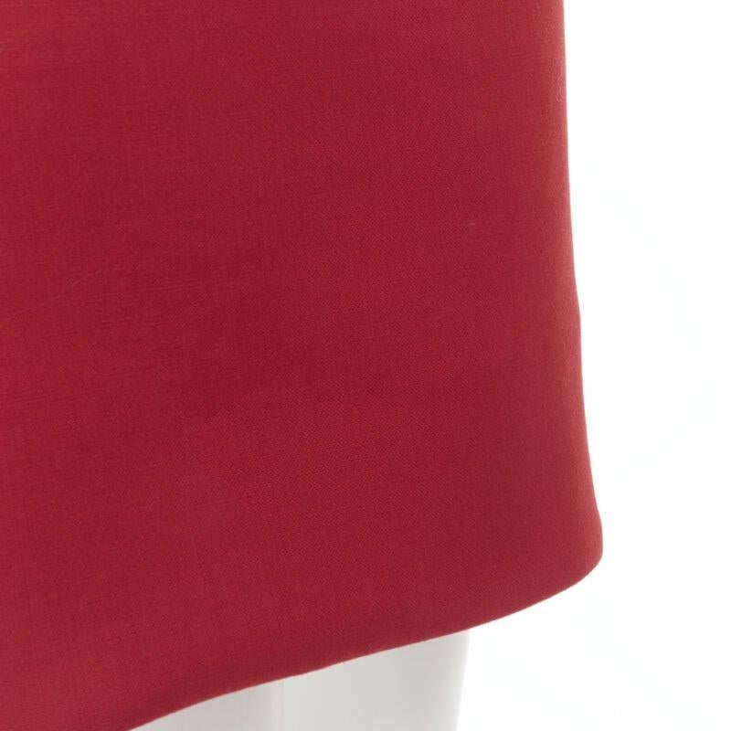 MARNI gonna midi in lana rossa con fodera in seta marrone e orlo curvo IT40 S in vendita 3