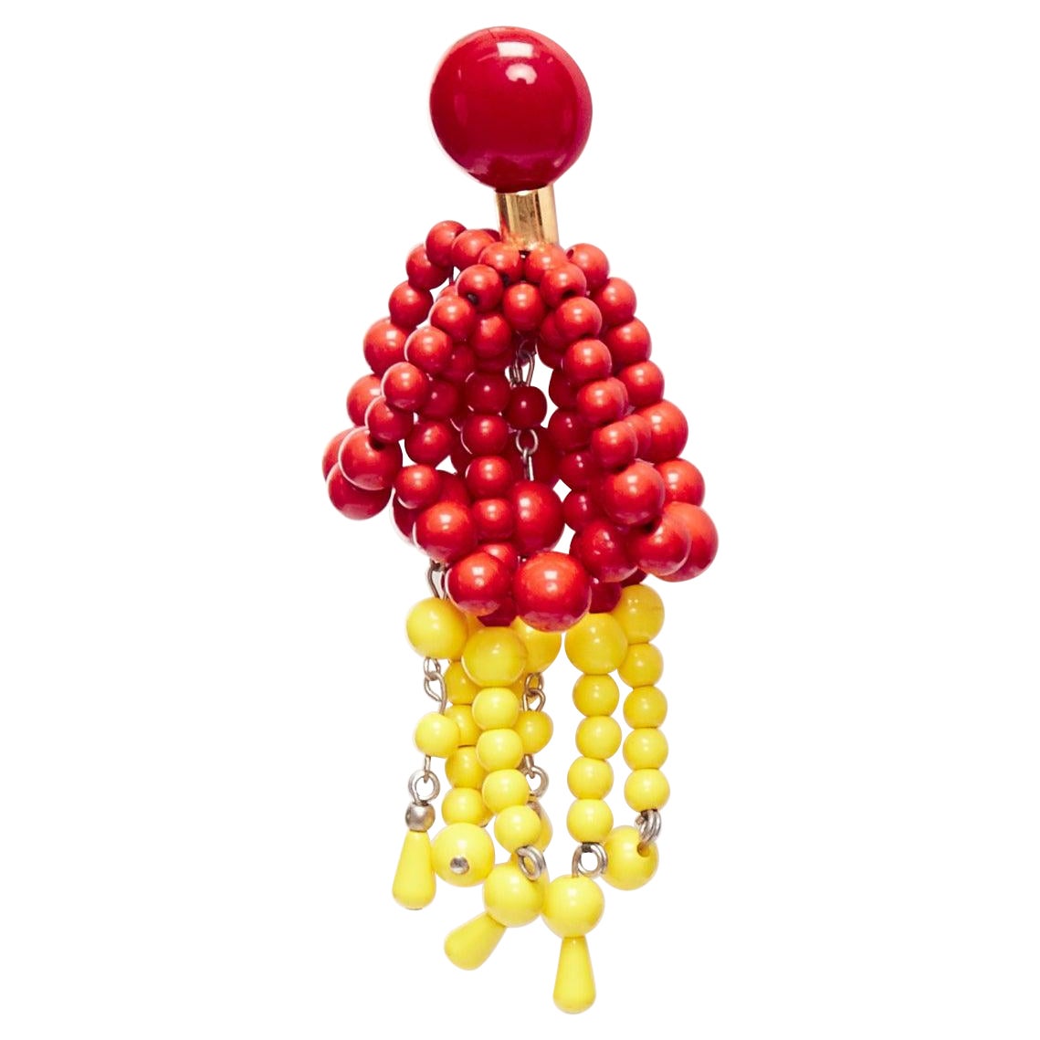 MARNI pendientes de clip con cuentas acrílicas rojas y amarillas en forma de araña en venta