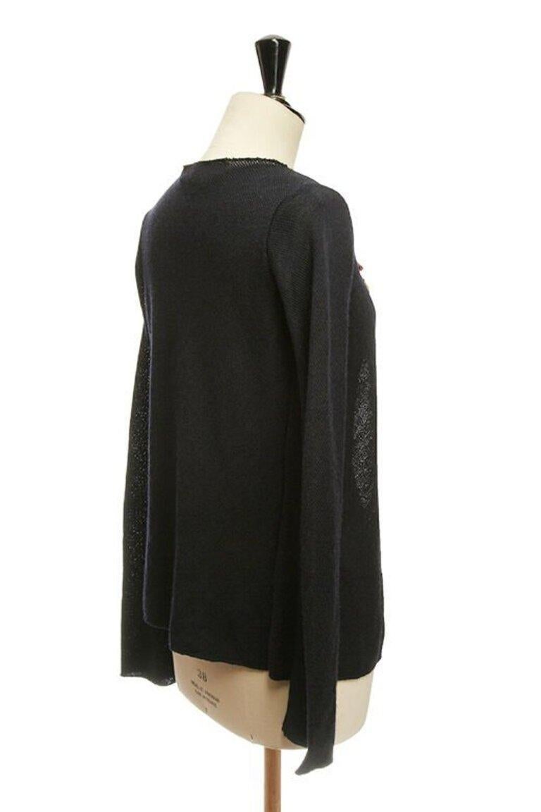 Women's MARNI resin applique collar open front navy blue knit cardigan jacket IT38 XS