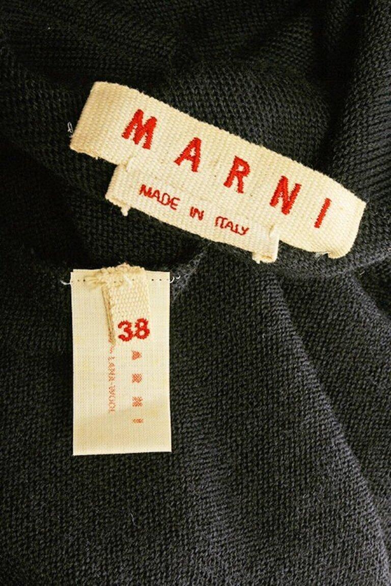MARNI resin applique collar open front navy blue knit cardigan jacket IT38 XS 2