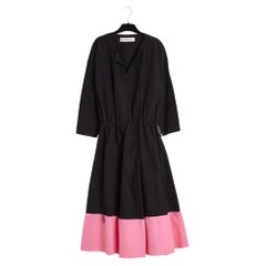 Marni Resort 2019 Robe 2 tons FR38 Black Pink Cotton Poplin Dress UK10 US8