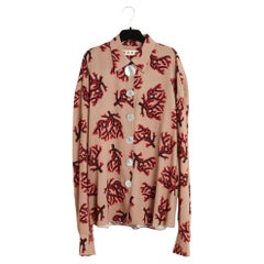 Marni Resort 2019 Top Blouse IT40 Coral Crepe and mother of pearl UK10 US8