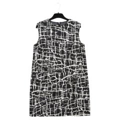 Marni Robe FR36 Schwarz-Weißes kastenförmiges Seidenkleid US6