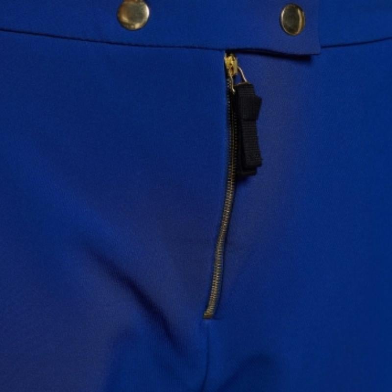 Marni Royal Blue Stretch Knit Zip Detail Leggings M In Good Condition For Sale In Dubai, Al Qouz 2