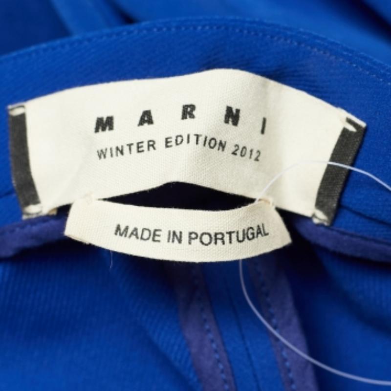 Marni Royal Blue Stretch Knit Zip Detail Leggings M For Sale 1