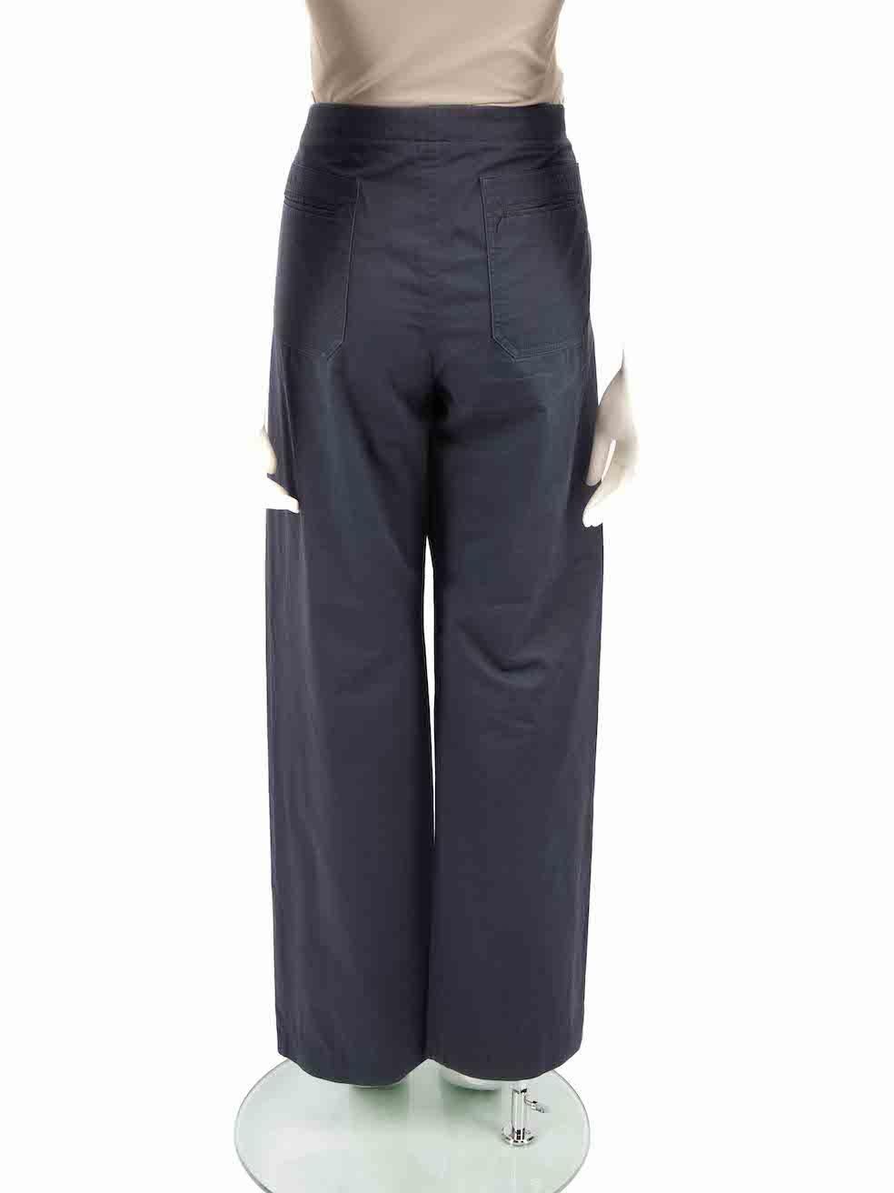 Marni S/S13 Navy Straight Leg Trousers Size L In Good Condition For Sale In London, GB