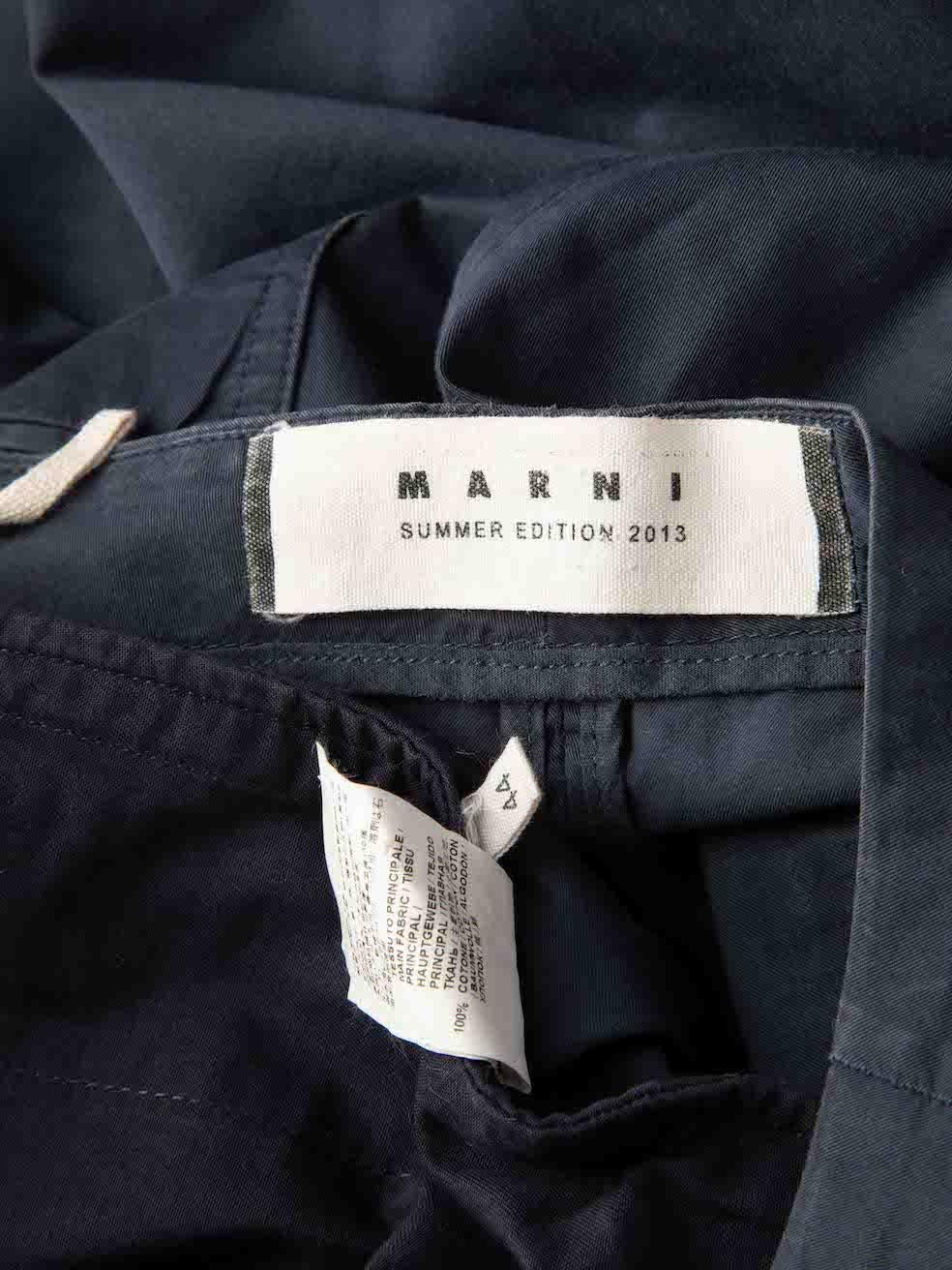 Marni S/S13 Navy Straight Leg Trousers Size L For Sale 1