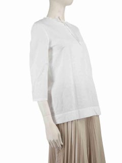Marni S/S13 White Neck Tie Long Sleeve Blouse Size L
