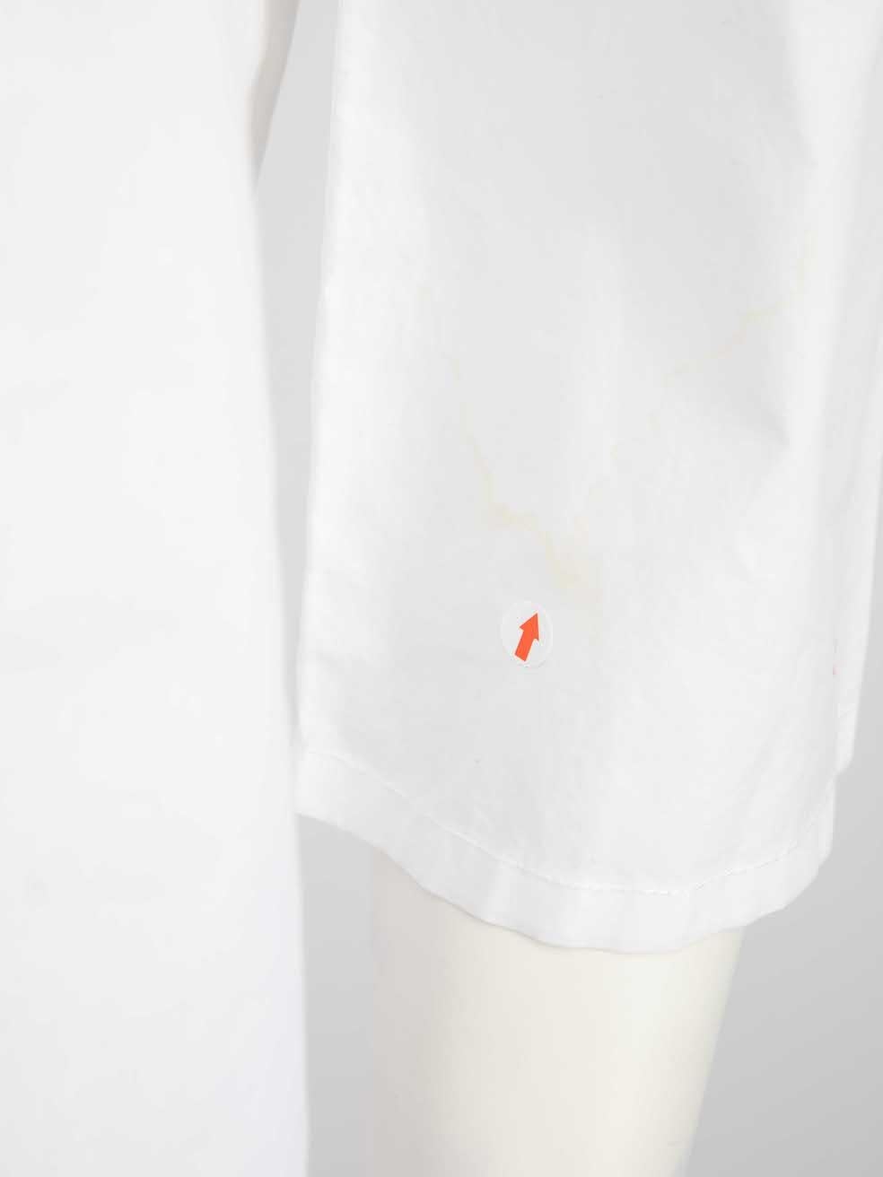 Marni S/S13 Weiße langärmlige Bluse mit weißem Ausschnitt und Krawatte Größe L Damen im Angebot