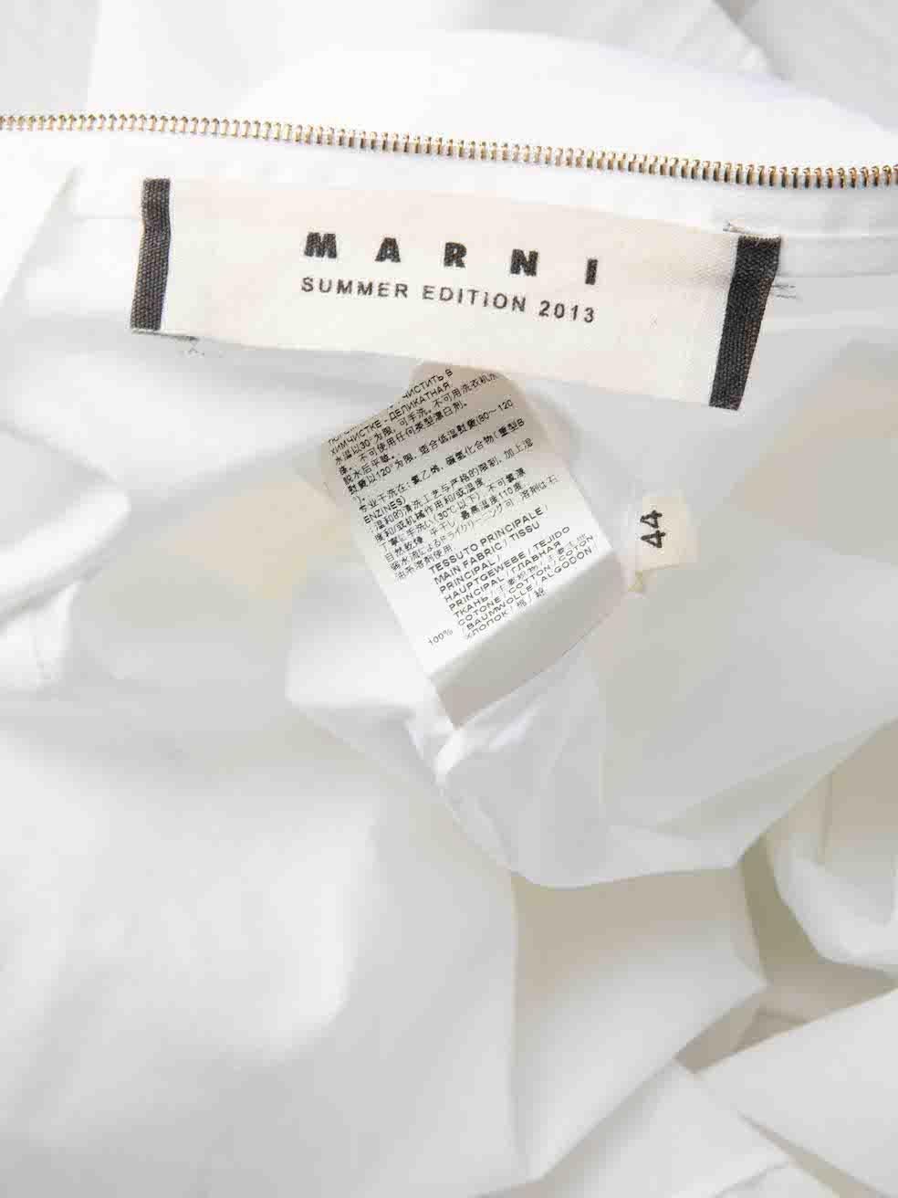 Marni S/S13 Weiße langärmlige Bluse mit weißem Ausschnitt und Krawatte Größe L im Angebot 3