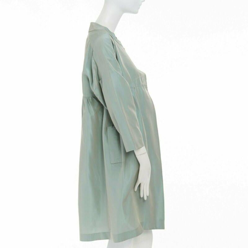 Women's MARNI silk acetate green collarless 3/4 sleeve light weight coat IT40 S