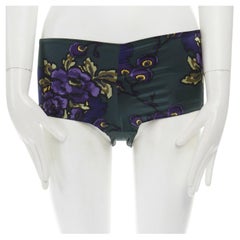 MARNI silk blend green purple floral print stretch fit boy shorts XS