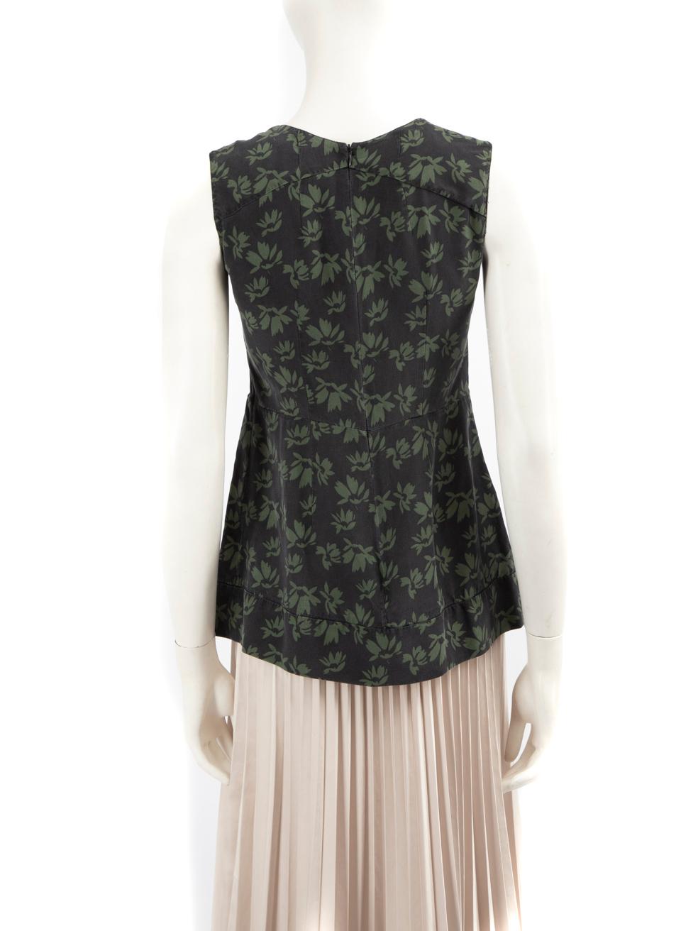Black Marni Silk Floral Pattern Tank Top Size S For Sale