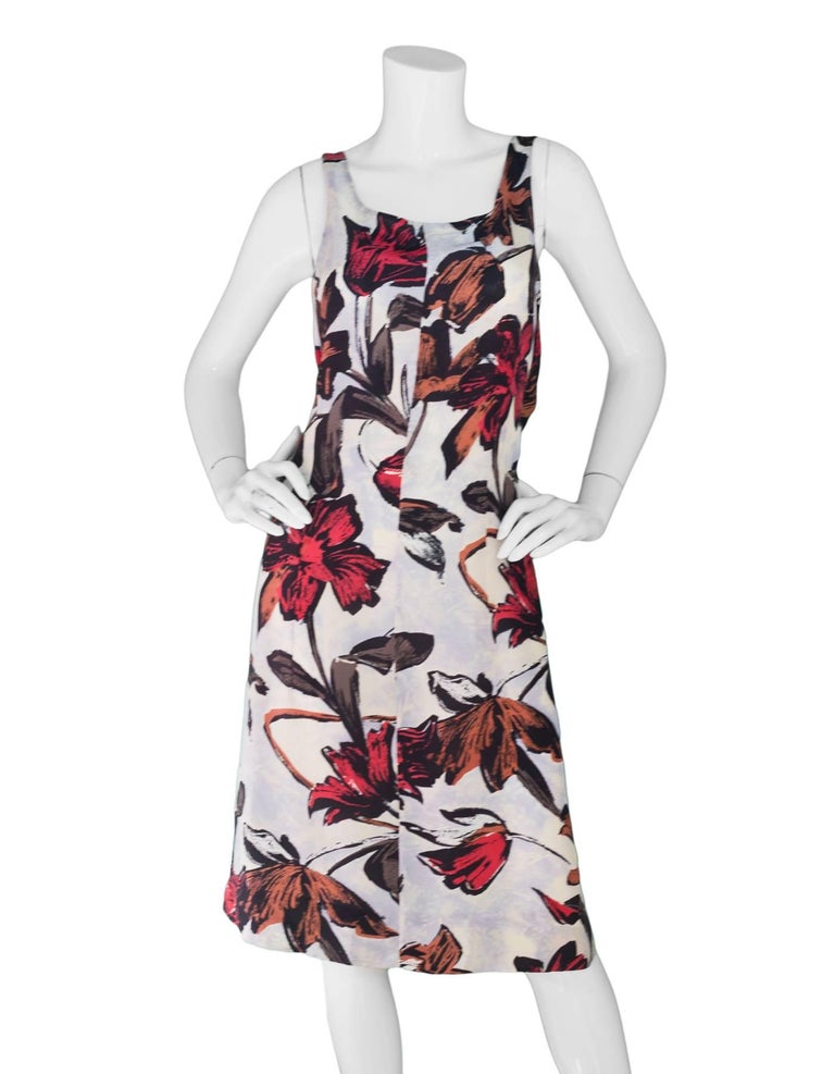 Marni Silk Floral Print Dress Sz IT38 For Sale at 1stDibs