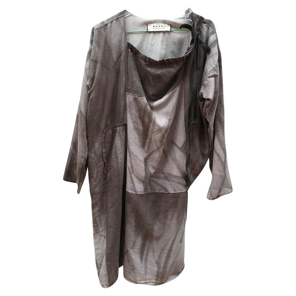 Marni Silk Mid-Length Dress in Grey For Sale