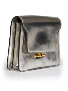 Marni Silver Leather Mini Trunk Clutch