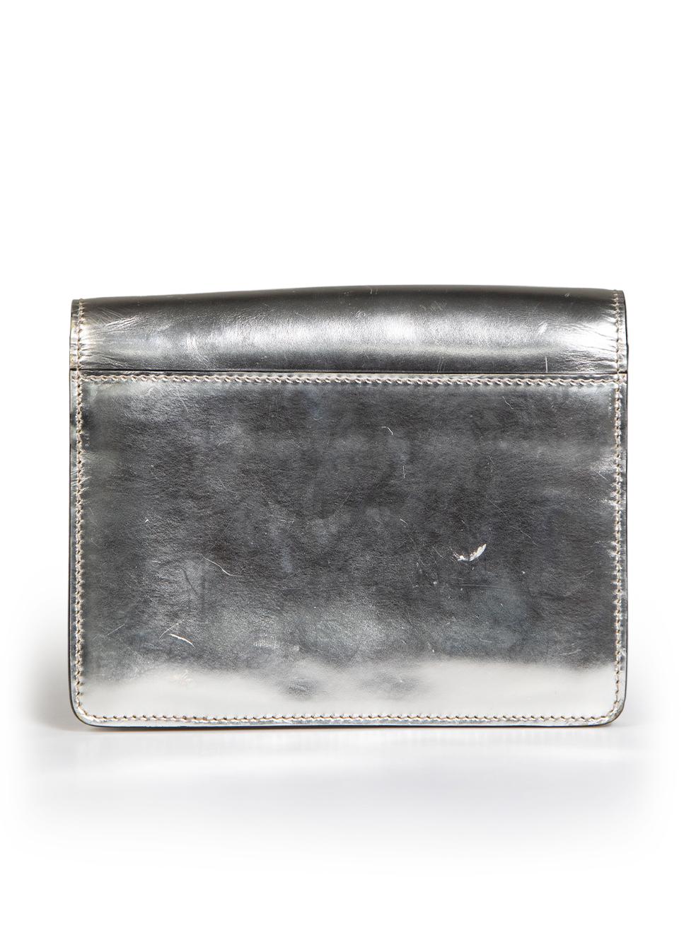 Marni Silver Leather Mini Trunk Clutch In Excellent Condition In London, GB